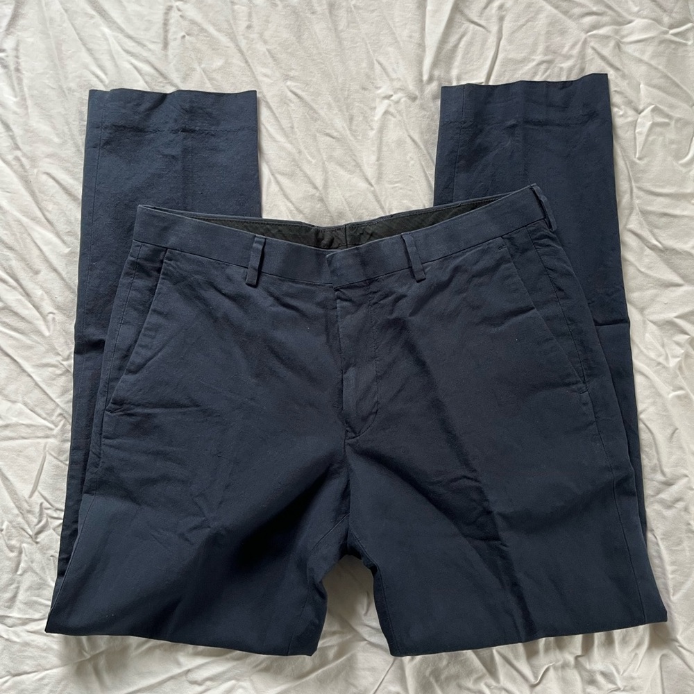 J. Crew Men’s Ludlow Dress Suit Pants 31x30 Navy Blue Baird McNutt Irish Linen - Picture 2 of 9